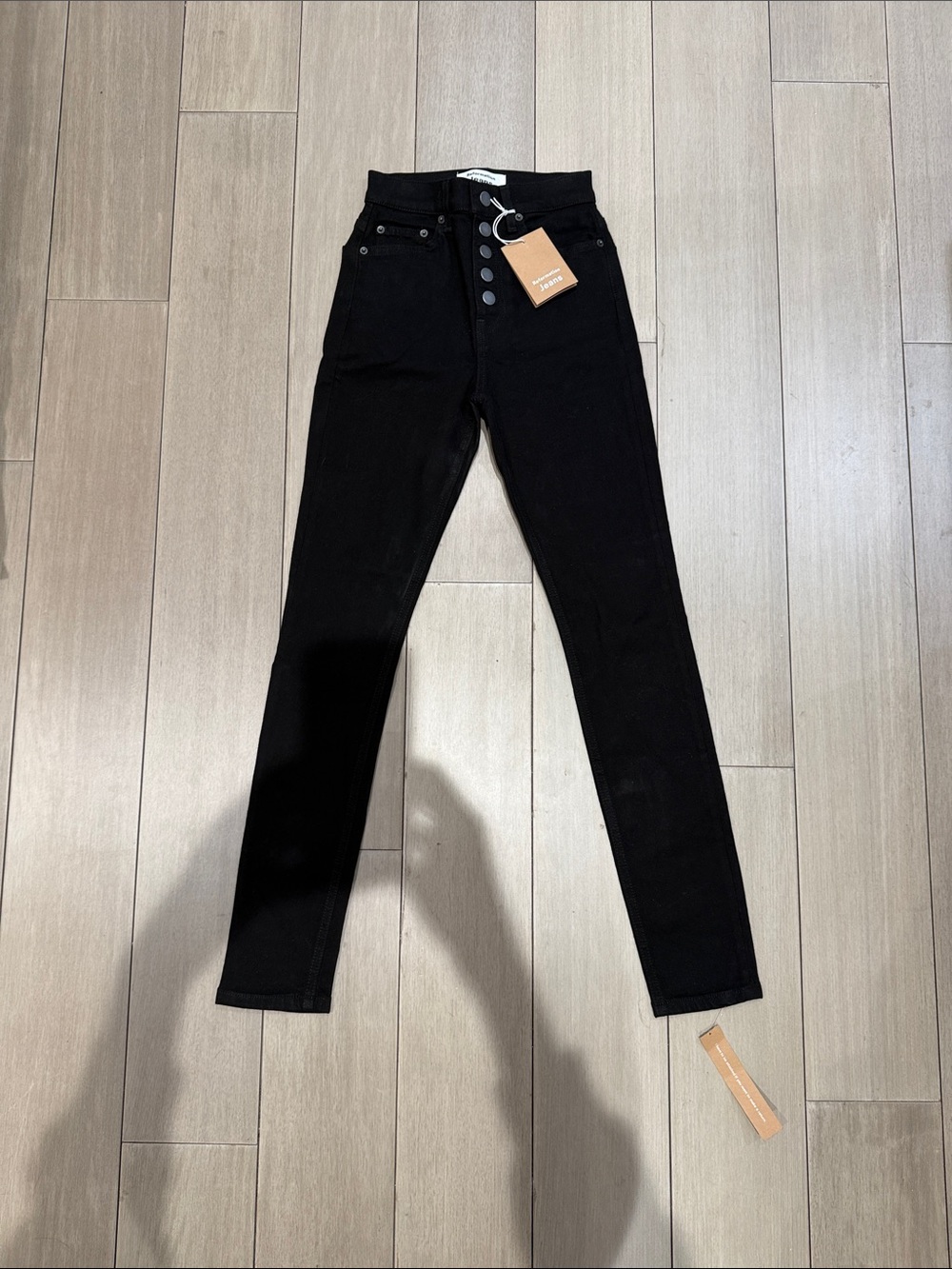 Reformation Harper Button FlyBlack High-Rise Skinny Jeans Black
